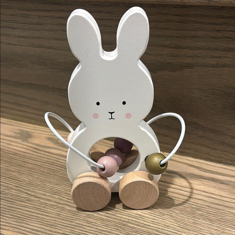JABADABADO…Wooden Bunny Bead Maze Toy - White and Pink